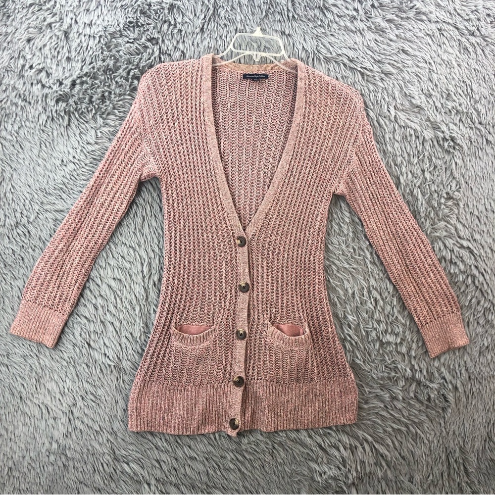 American Eagle Outfitters Sweater Medium Open Knit Vneck Button Down Cardigan